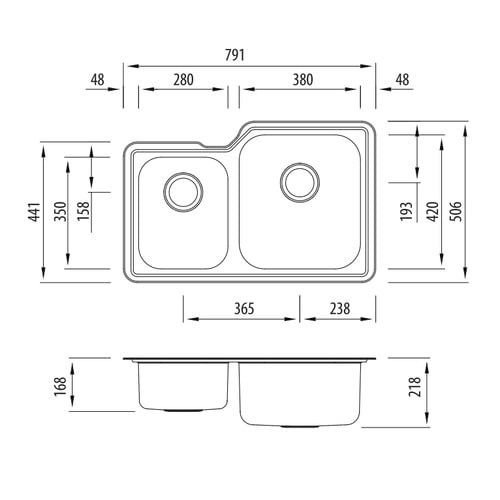 Nu-Petite Right Hand 1.75 Undermount Kitchen Sink