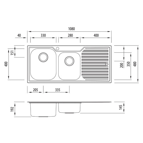 Diaz Left Hand 1.75 Kitchen Sink with Drainboard