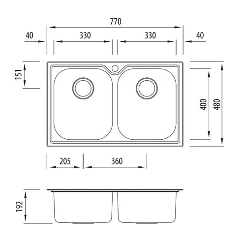 Diaz Double Topmount Kitchen Sink