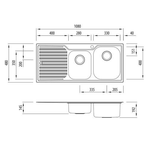 Diaz Right Hand 1.75 Kitchen Sink with Drainboard