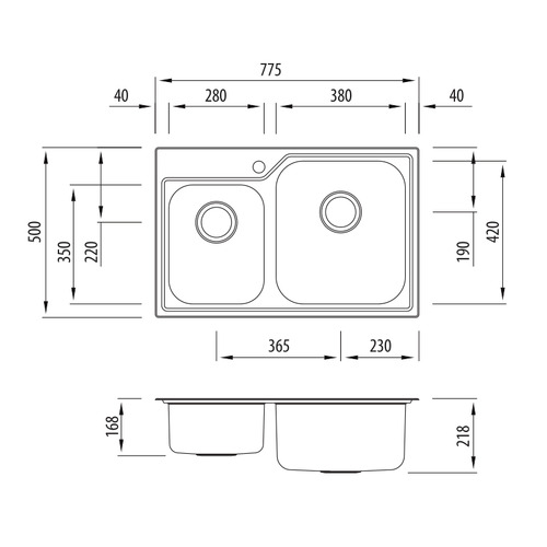 Nu-Petite Right Hand 1.75 Topmount Kitchen Sink