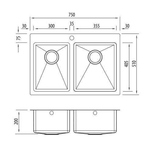 Apollo Left Hand 1.75 Kitchen Sink