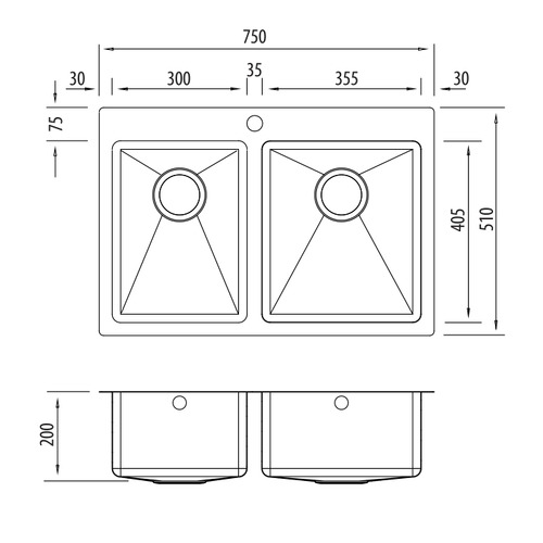 Apollo Right Hand 1.75 Kitchen Sink