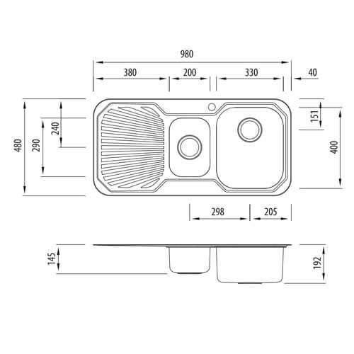 Petite Right Hand 1.5 Kitchen Sink  with Drainboard