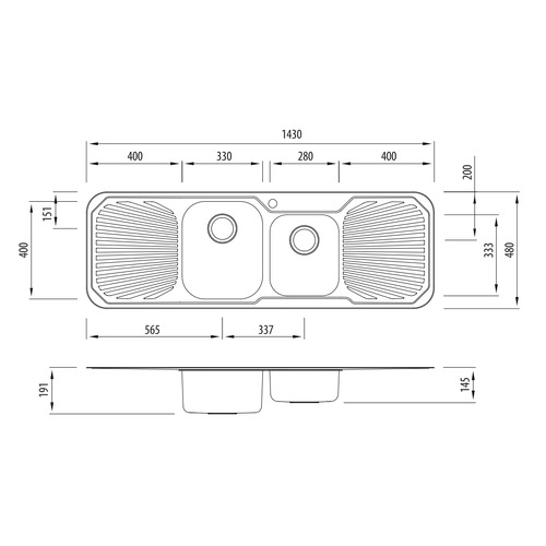 Petite 1.75 Kitchen Sink with Double Drainboard