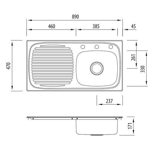 Ultraform Right Hand Single Kitchen Sink with Drainboard