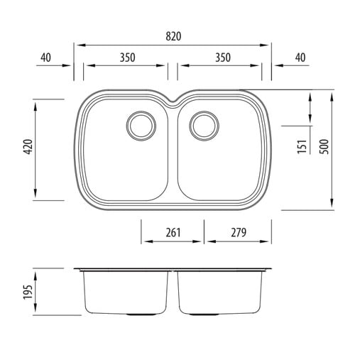 Monet Double Undermount Kitchen Sink