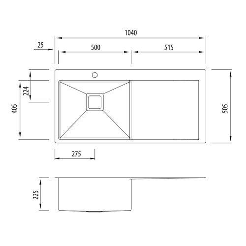 Professional Series Left Hand Single Kitchen Sink with Drainboard