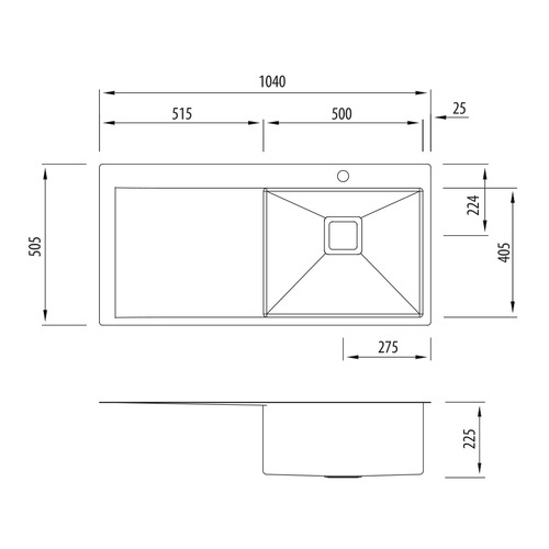 Professional Series Right Hand Single Kitchen Sink with Drainboard