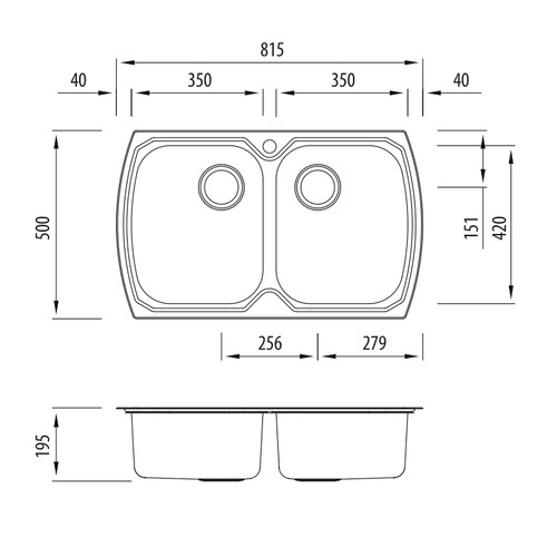 Monet Double Topmount Kitchen Sink