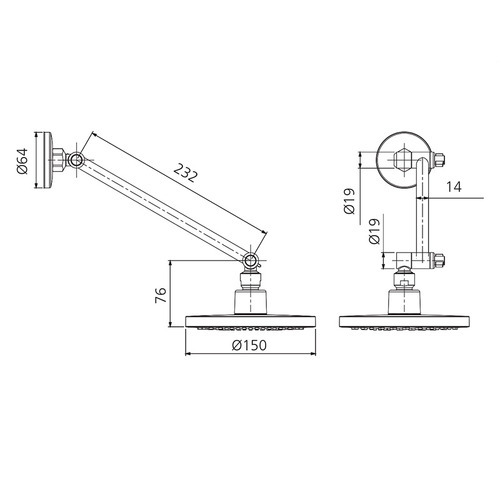 Rome High-Rise Swivel Shower Head & Arm