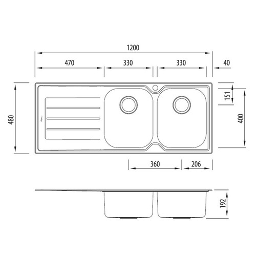 Flinder Double Bowl Sink with Drainer