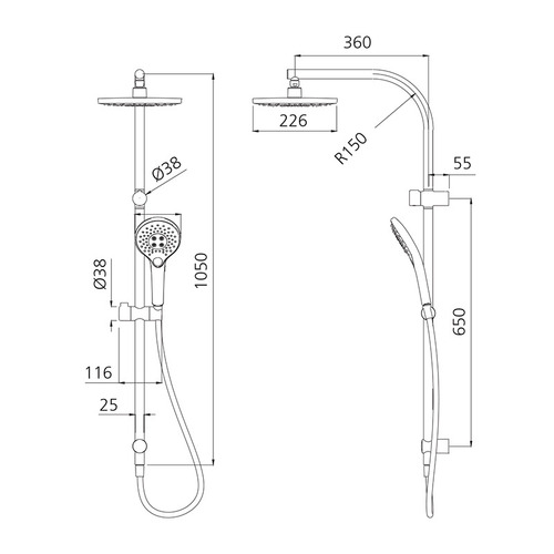 Rome Classic Gold Twin Shower