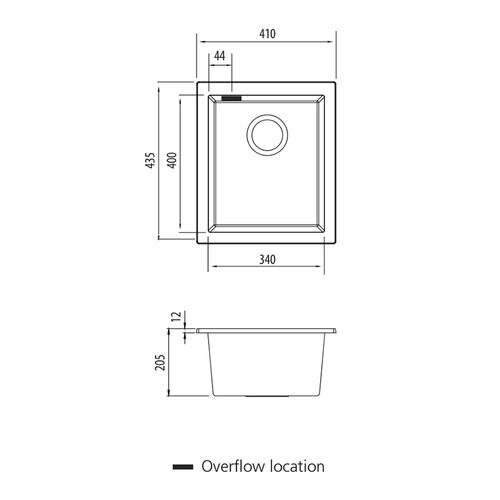 Santorini 410mm Undermount Single Granite Kitchen Sink