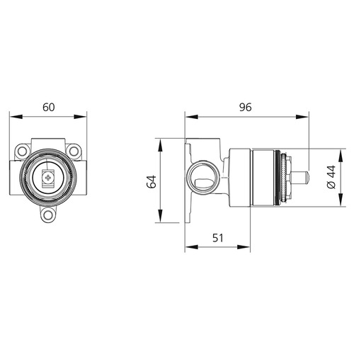 Universal Body Natural Brass Shower/Bath Wall Mixer In-Wall Body Only