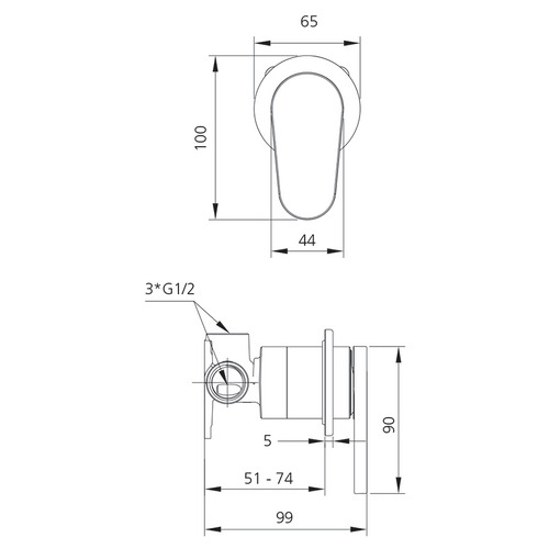 London Chrome Shower/Bath Wall Mixer