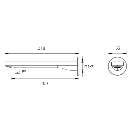 London 200mm Chrome Bath/Basin Wall Spout
