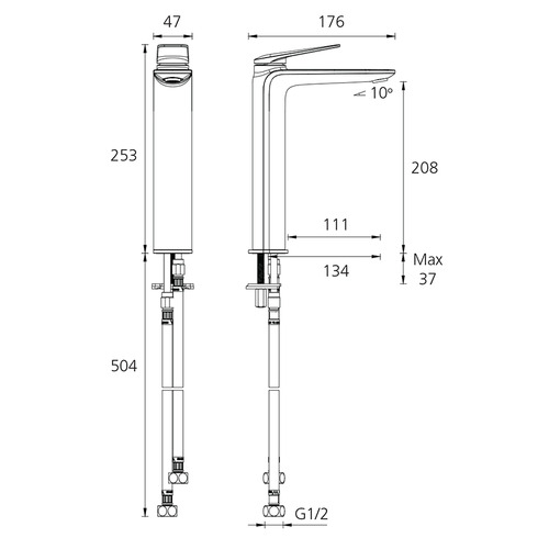 Paris 130mm Tower Basin Mixer