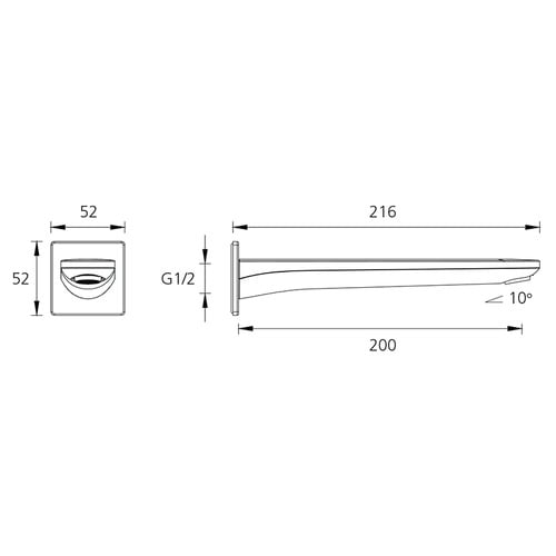 Paris 200mm Bath/Basin Wall Spout