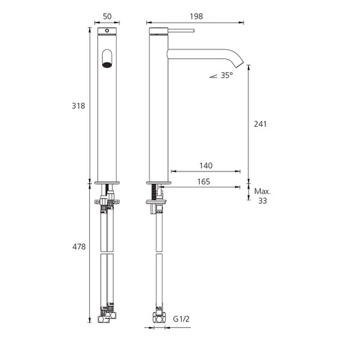 Venice 165mm Curved Tower Basin Mixer