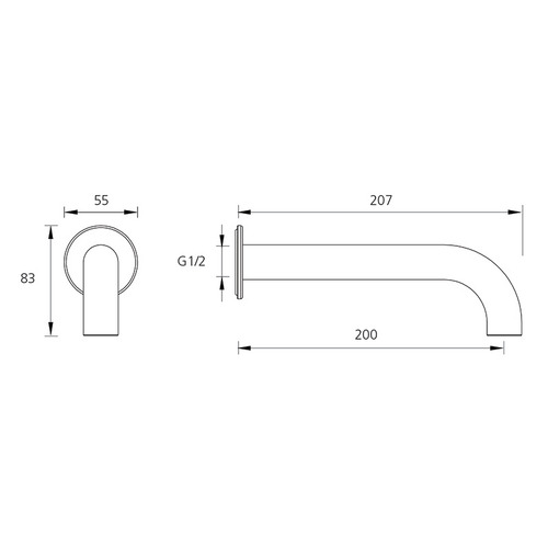 Venice 200mm Bath/Basin Curved Wall Spout