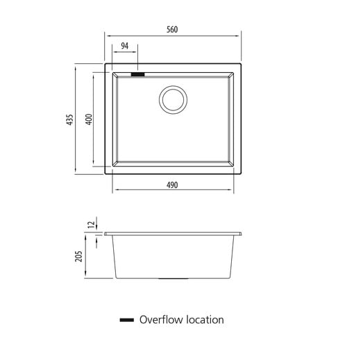 Santorini 560mm Single Granite Kitchen Sink