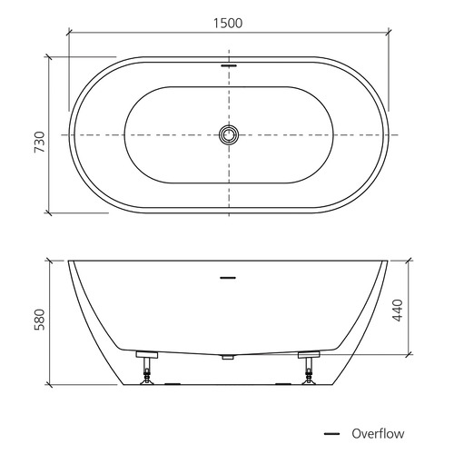 Naples Acrylic Freestanding Bath with Overflow