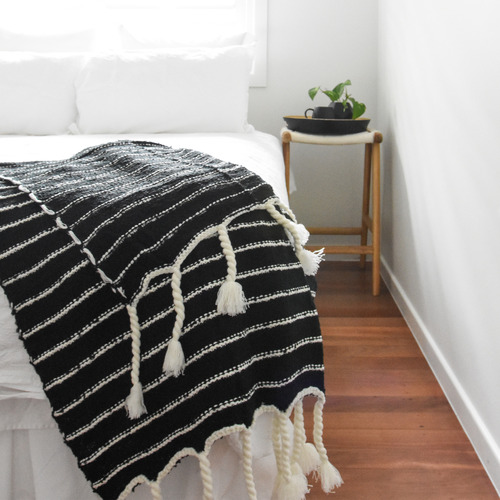 Luxe Striped Tassel Throw