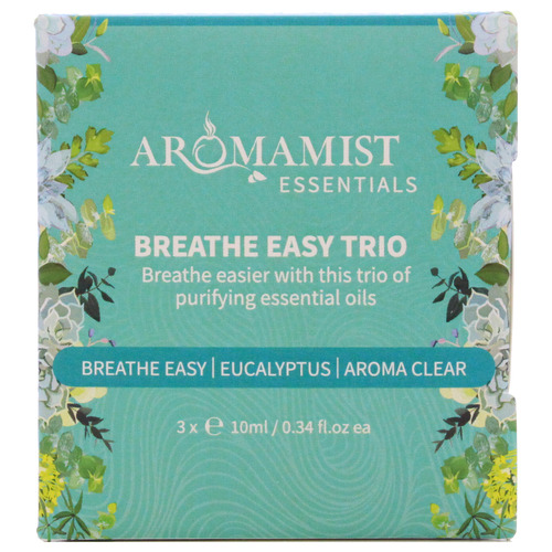 3 Piece 10ml Aromamist Breathe Easy Essential Oil Set
