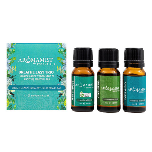 3 Piece 10ml Aromamist Breathe Easy Essential Oil Set