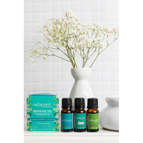 3 Piece 10ml Aromamist Breathe Easy Essential Oil Set