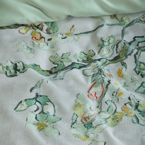 Blossom Grey Van Gogh Cotton Sateen Quilt Cover Set