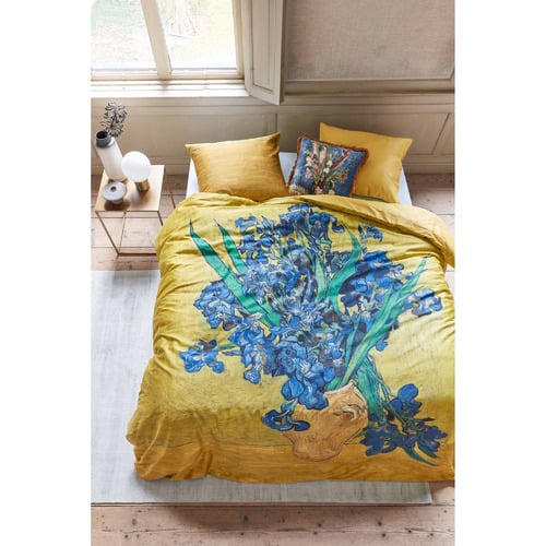 Van Gogh Irises Yellow Cotton Sateen Quilt Cover Set