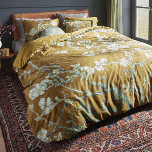 Ochre Blossoming Cotton Sateen Quilt Cover Set