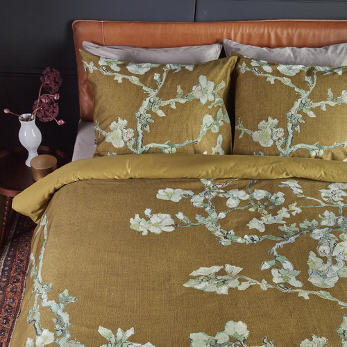 Ochre Blossoming Cotton Sateen Quilt Cover Set