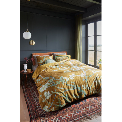 Ochre Blossoming Cotton Sateen Quilt Cover Set