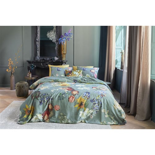 Green Partout Des Fleurs Quilt Cover Set