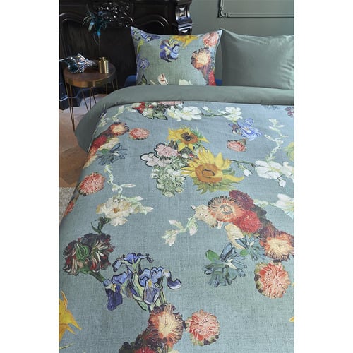 Green Partout Des Fleurs Quilt Cover Set