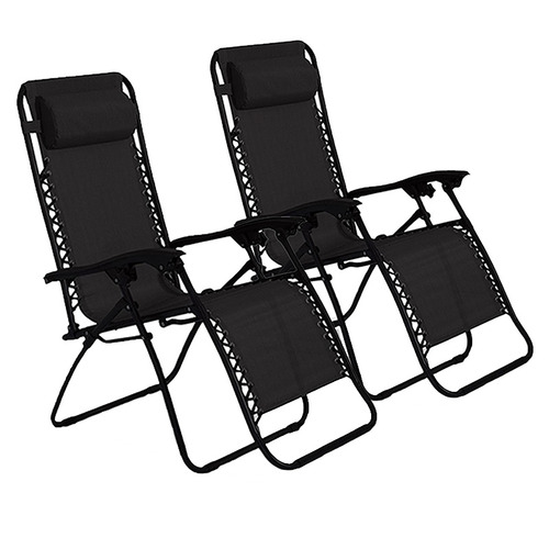 Black Outdoor Reclining Chairs (Set of 2)