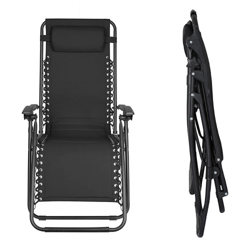 Black Outdoor Reclining Chairs (Set of 2)