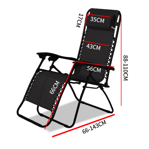 Black Outdoor Reclining Chairs (Set of 2)