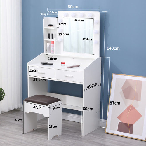 Yuna LED Dressing Table & Stool Set