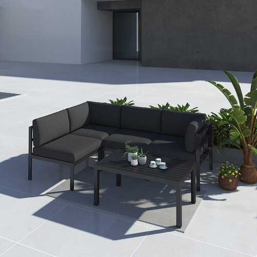 Ever Dreaming Living 4 Seater Cyan Outdoor Lounge Set | Temple & Webster