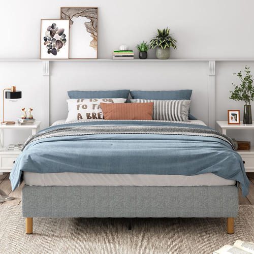 Ever Dreaming Living Light Grey Rylee Steel Bed Frame | Temple & Webster