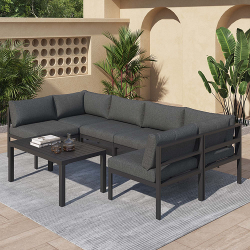 Ever Dreaming Living 6 Seater Lyon Outdoor Lounge Set | Temple & Webster