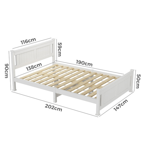 Ever Dreaming Living Rustic White Painted Berkeley Pine Wood Bed ...