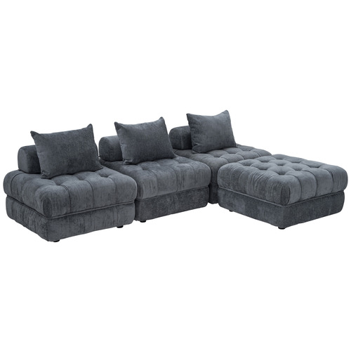Ella 4 Seater Boucle Sofa & Ottoman Set