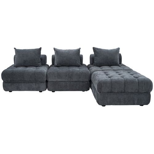 Ella 4 Seater Boucle Sofa & Ottoman Set