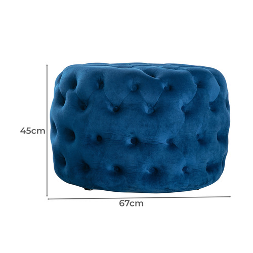 Athena Velvet Round Ottoman
