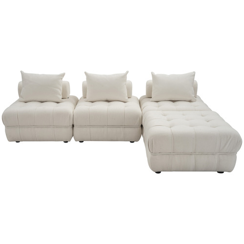 Ella 4 Seater Boucle Sofa & Ottoman Set